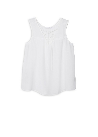 Braided Cord Top - neckline: v-neck; pattern: plain; sleeve style: sleeveless; style: blouse; predominant colour: white; occasions: casual; length: standard; fibres: polyester/polyamide - 100%; fit: body skimming; sleeve length: sleeveless; texture group: cotton feel fabrics; pattern type: fabric; season: a/w 2015