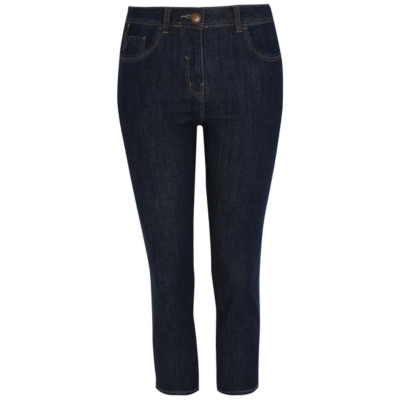 Dark Wash Cropped Jeans Dark Denim - style: skinny leg; pattern: plain; pocket detail: traditional 5 pocket; waist: mid/regular rise; predominant colour: navy; occasions: casual; length: calf length; fibres: cotton - stretch; jeans detail: dark wash; texture group: denim; pattern type: fabric; season: a/w 2015