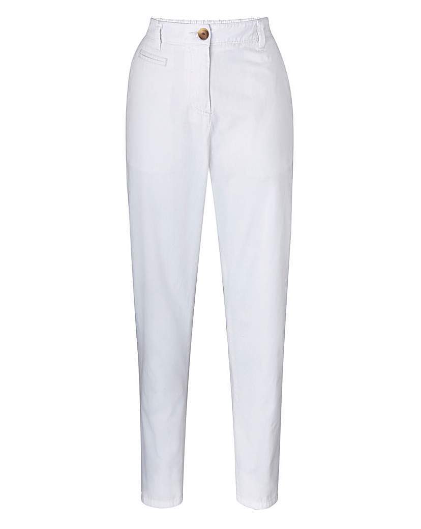 Ankle Grazer Chino Trousers Regular - length: standard; pattern: plain; waist: high rise; predominant colour: white; occasions: casual; style: chino; fibres: cotton - mix; texture group: cotton feel fabrics; fit: tapered; pattern type: fabric; season: a/w 2015