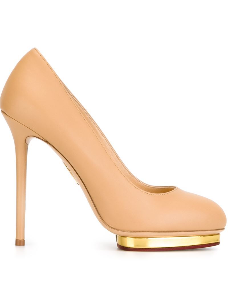 'dotty 125' Pumps, Women's, Nude/Neutrals - predominant colour: nude; secondary colour: gold; occasions: evening, occasion; material: leather; heel: stiletto; toe: round toe; style: courts; finish: plain; pattern: plain; heel height: very high; shoe detail: platform; season: a/w 2015
