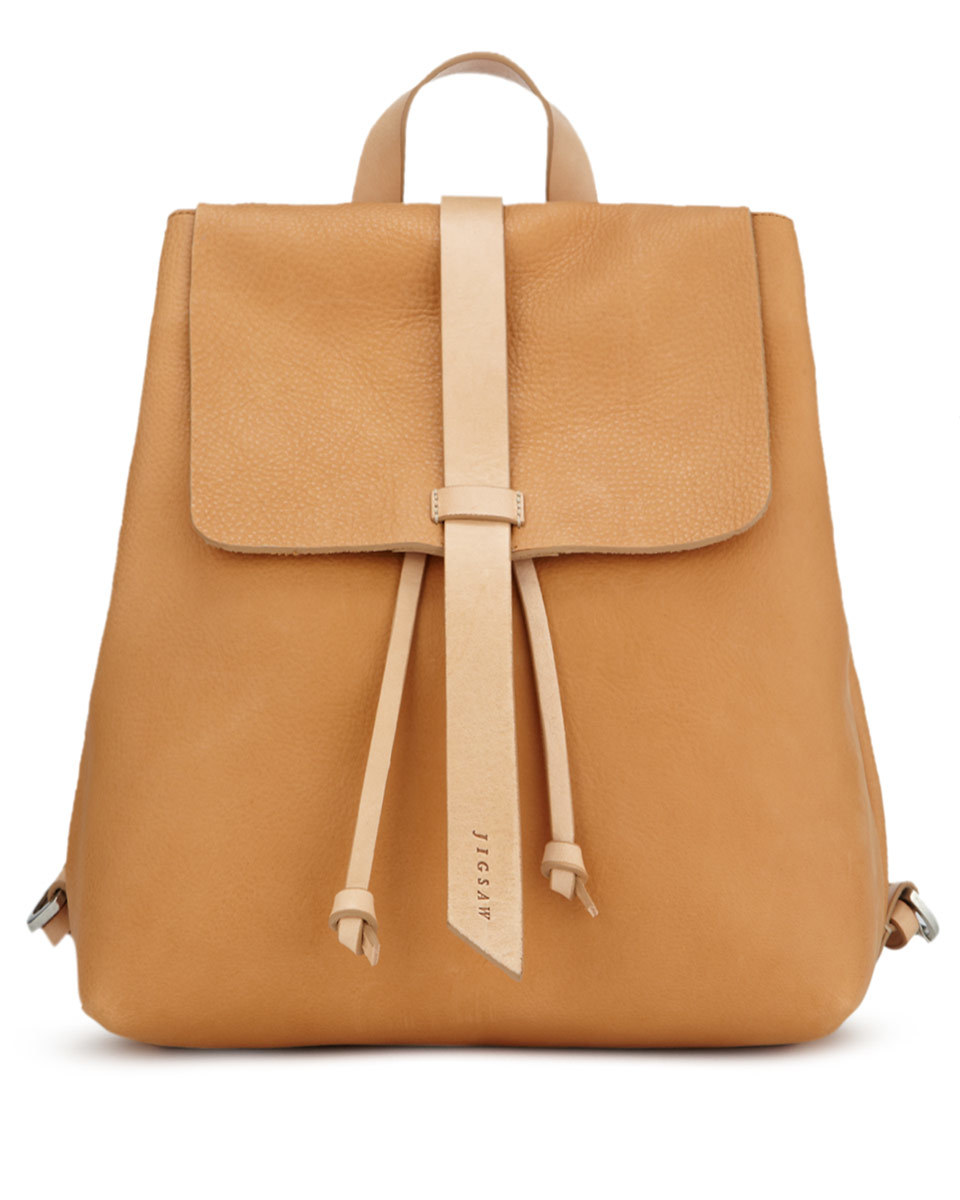 Blake Leather Backpack - predominant colour: tan; occasions: casual, creative work; type of pattern: standard; style: rucksack; length: rucksack; size: standard; material: leather; pattern: plain; finish: plain; season: a/w 2015