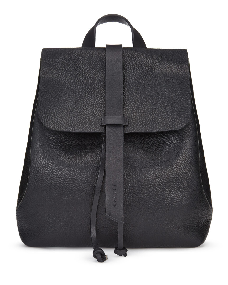 Blake Leather Backpack - predominant colour: black; occasions: casual, creative work; type of pattern: standard; style: rucksack; length: rucksack; size: standard; material: leather; pattern: plain; finish: plain; season: a/w 2015