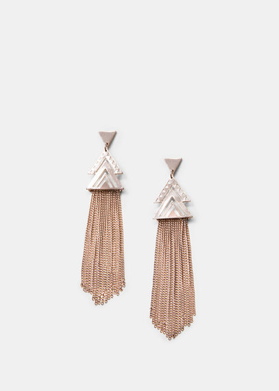 Multiple Chain Earrings - predominant colour: gold; occasions: evening, occasion; style: drop; length: long; size: standard; material: chain/metal; fastening: pierced; finish: metallic; embellishment: tassels; season: a/w 2015