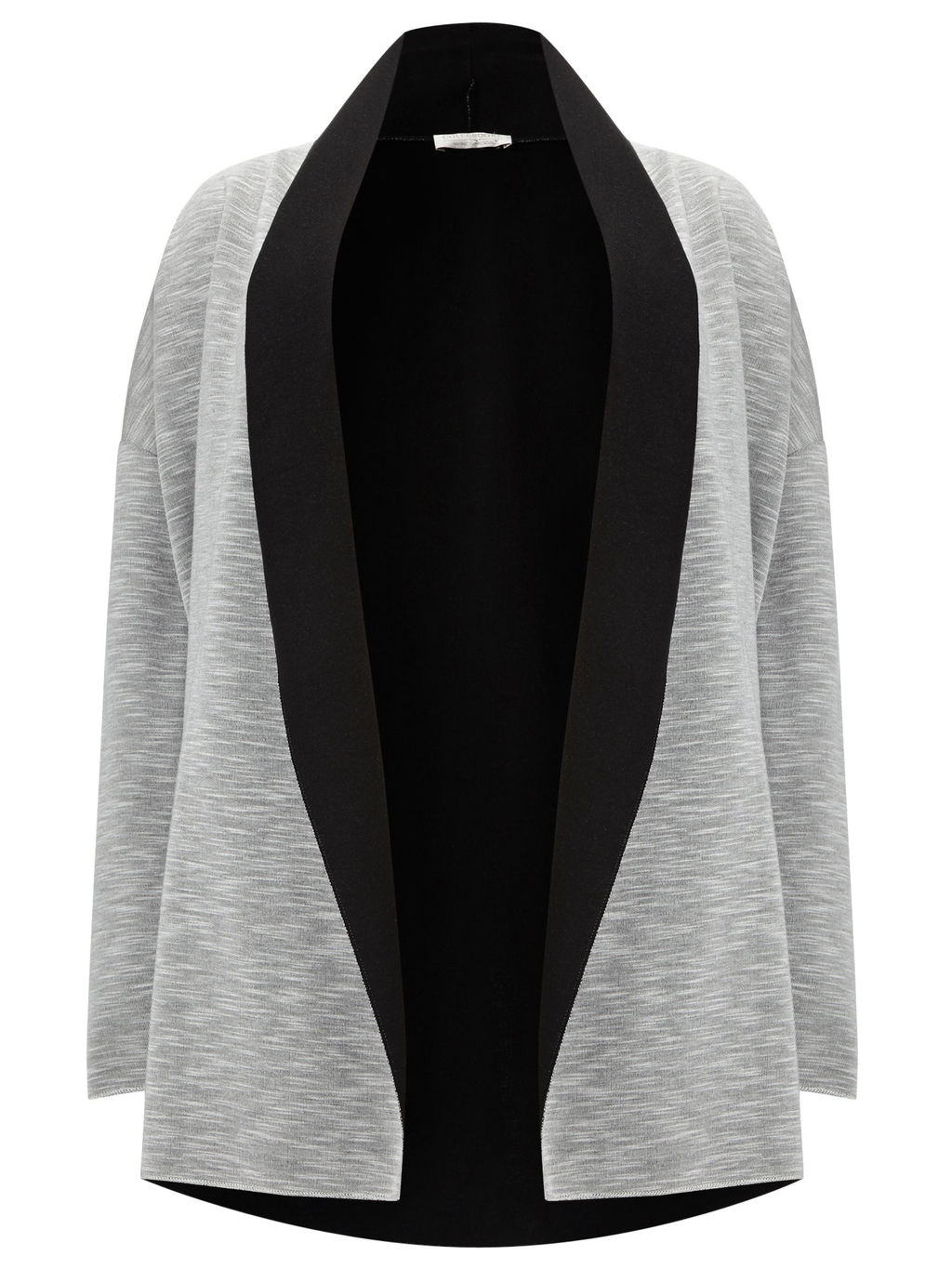 Double Faced Cardigan - length: below the bottom; neckline: collarless open; style: open front; secondary colour: mid grey; predominant colour: black; occasions: casual, creative work; fit: loose; sleeve length: long sleeve; sleeve style: standard; texture group: knits/crochet; pattern type: knitted - fine stitch; pattern: colourblock; fibres: viscose/rayon - mix; season: a/w 2015