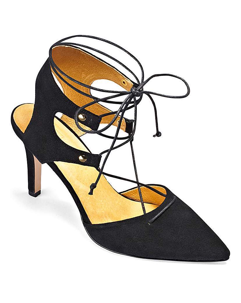 Sole Diva Lace Up Sandals E Fit - predominant colour: black; occasions: evening, occasion; material: suede; heel height: high; ankle detail: ankle strap; heel: stiletto; toe: pointed toe; style: slingbacks; finish: plain; pattern: plain; season: a/w 2015