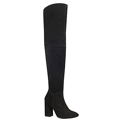 Tallulah Block Heeled Over The Knee Boots, Black Suede - predominant colour: black; occasions: casual, creative work; material: suede; heel height: mid; heel: block; toe: pointed toe; boot length: over the knee; style: standard; finish: plain; pattern: plain; season: a/w 2015