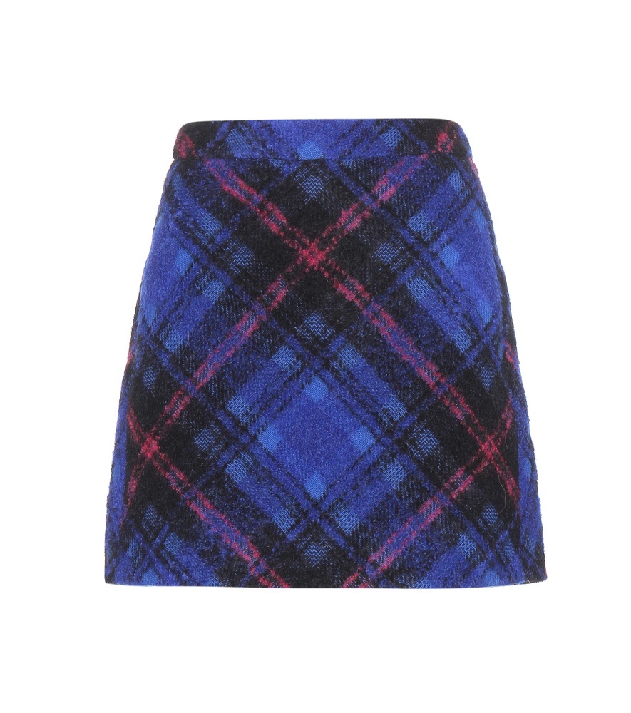 Check Wool Blend Skirt - length: mini; pattern: checked/gingham; fit: tailored/fitted; waist: high rise; predominant colour: royal blue; secondary colour: black; style: mini skirt; fibres: wool - mix; waist detail: narrow waistband; pattern type: fabric; texture group: woven light midweight; occasions: creative work; pattern size: standard (bottom); multicoloured: multicoloured; season: a/w 2015