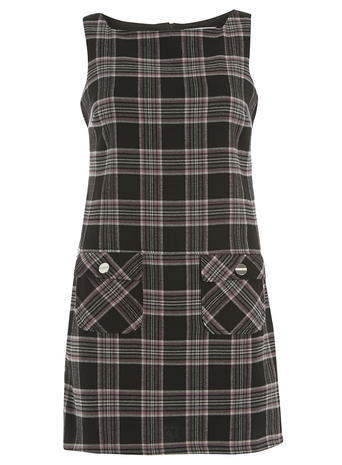 Womens Petite Pink And Grey Pinny Dress Pink - style: shift; length: mini; neckline: round neck; sleeve style: sleeveless; pattern: checked/gingham; predominant colour: charcoal; secondary colour: light grey; occasions: casual; fit: soft a-line; fibres: polyester/polyamide - stretch; sleeve length: sleeveless; pattern type: fabric; pattern size: standard; texture group: other - light to midweight; multicoloured: multicoloured; season: a/w 2015