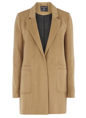 Womens **Tall Camel Boyfriend Coat White - pattern: plain; style: single breasted; collar: standard lapel/rever collar; length: mid thigh; predominant colour: camel; fit: tailored/fitted; fibres: acrylic - mix; sleeve length: long sleeve; sleeve style: standard; collar break: medium; pattern type: fabric; texture group: woven bulky/heavy; occasions: creative work; season: a/w 2015