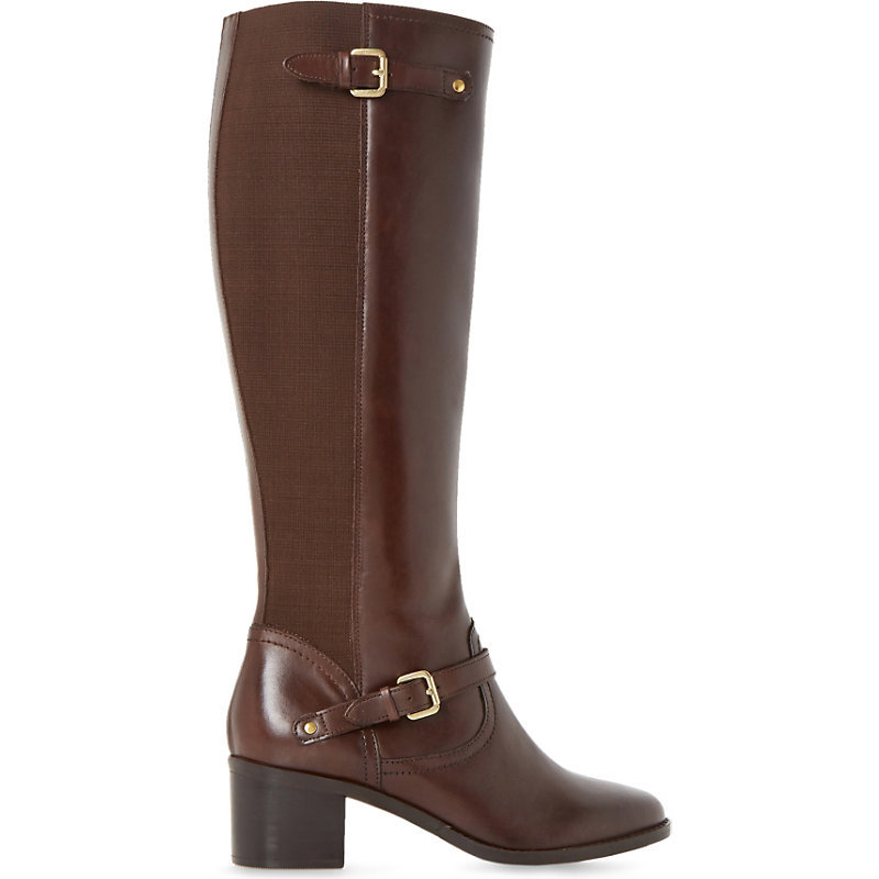 Vivvi Leather Knee High Boots, Women's, Eur 38 / 5 Uk Women, Brown Leather - predominant colour: chocolate brown; occasions: casual, creative work; material: leather; heel height: mid; embellishment: buckles; heel: block; toe: round toe; boot length: knee; style: standard; finish: plain; pattern: plain; season: a/w 2015
