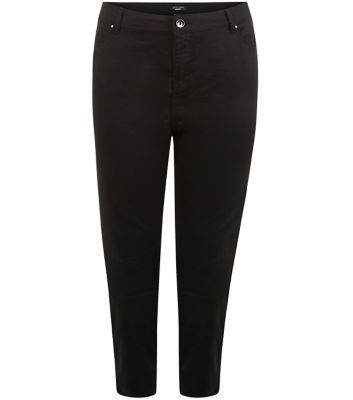Curves Black Skinny Jeans - style: skinny leg; pattern: plain; waist: high rise; predominant colour: black; occasions: casual, creative work; length: calf length; fibres: cotton - stretch; jeans detail: dark wash; texture group: denim; pattern type: fabric; season: a/w 2015