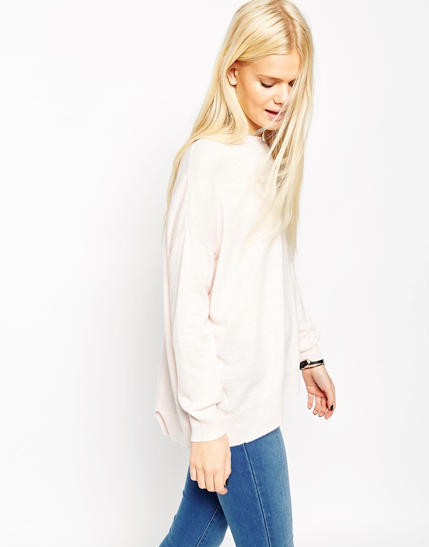 Oversized Jumper In Alpaca Mix Nude - pattern: plain; length: below the bottom; style: standard; predominant colour: blush; occasions: casual, creative work; fibres: nylon - mix; fit: loose; neckline: crew; sleeve length: long sleeve; sleeve style: standard; texture group: knits/crochet; pattern type: knitted - fine stitch; season: a/w 2015