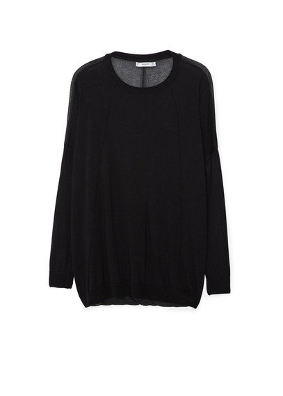 Back Vent Sweater - neckline: round neck; pattern: plain; style: standard; predominant colour: black; occasions: casual; length: standard; fibres: wool - mix; fit: loose; sleeve length: long sleeve; sleeve style: standard; texture group: knits/crochet; pattern type: fabric; season: a/w 2015