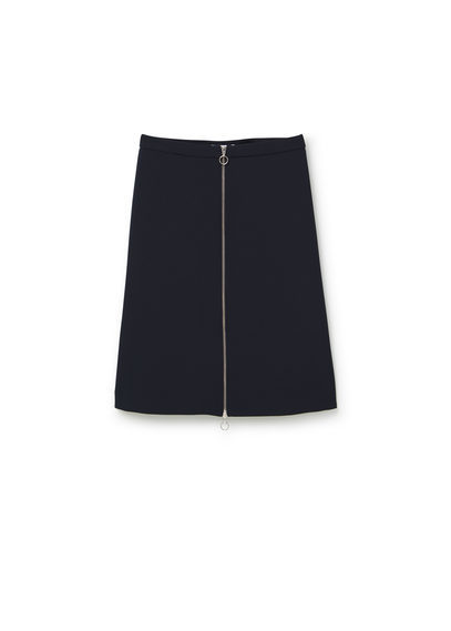 Zipped Pencil Skirt - pattern: plain; fit: loose/voluminous; waist: mid/regular rise; predominant colour: black; occasions: evening; length: on the knee; style: a-line; fibres: polyester/polyamide - stretch; pattern type: fabric; texture group: other - light to midweight; embellishment: zips; season: a/w 2015