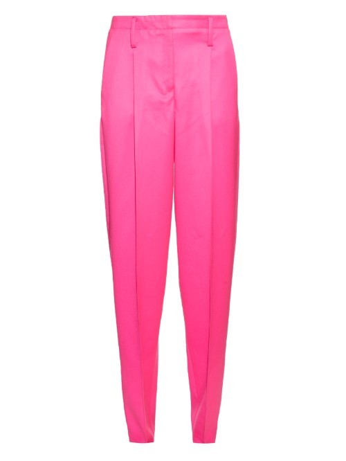 Straight Leg Wool Trousers - length: standard; pattern: plain; style: peg leg; waist: mid/regular rise; predominant colour: hot pink; fibres: wool - 100%; fit: tapered; pattern type: fabric; texture group: woven light midweight; occasions: creative work; season: a/w 2015