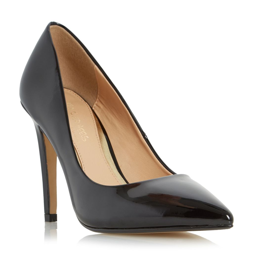 Addyson Square Heel Pointed Courts, Black - predominant colour: black; occasions: evening, occasion; material: faux leather; heel height: high; heel: stiletto; toe: pointed toe; style: courts; finish: patent; pattern: plain; season: a/w 2015