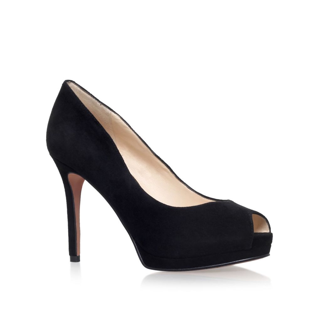Firstbase Peep Toe Court Shoes, Black - predominant colour: black; occasions: evening, occasion; material: suede; heel height: high; heel: stiletto; toe: open toe/peeptoe; style: courts; finish: plain; pattern: plain; season: a/w 2015