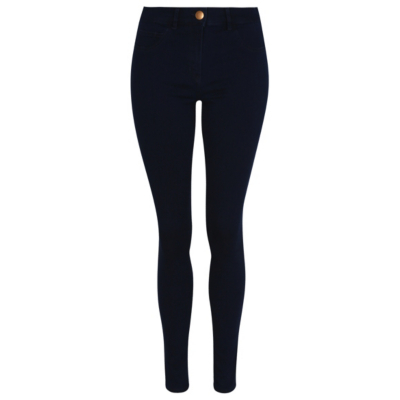 Indigo Wonderfit Skinny Jeans Dark Denim - style: skinny leg; length: standard; pattern: plain; waist: high rise; pocket detail: traditional 5 pocket; predominant colour: navy; occasions: casual; fibres: cotton - stretch; jeans detail: dark wash; texture group: denim; pattern type: fabric; season: a/w 2015