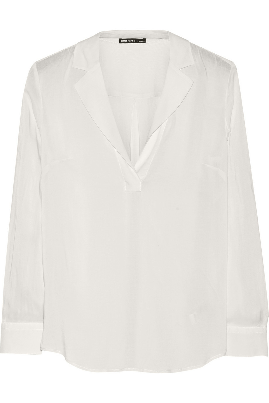 Voile Top Off White - neckline: v-neck; pattern: plain; predominant colour: white; occasions: casual, work, creative work; length: standard; style: top; fibres: viscose/rayon - 100%; fit: body skimming; sleeve length: long sleeve; sleeve style: standard; texture group: sheer fabrics/chiffon/organza etc.; pattern type: fabric; season: a/w 2015