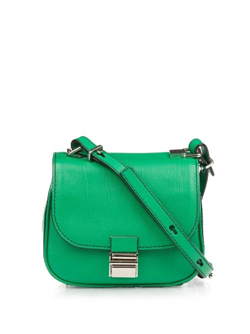 Kent Tiny Leather Cross Body Bag - predominant colour: emerald green; occasions: casual, creative work; type of pattern: standard; style: saddle; length: across body/long; size: standard; material: leather; pattern: plain; finish: plain; embellishment: chain/metal; season: a/w 2015