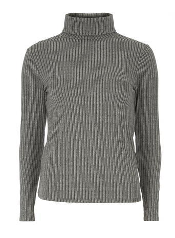 Womens Grey Marl Rib Roll Neck Grey - pattern: plain; neckline: roll neck; style: standard; predominant colour: mid grey; occasions: casual, creative work; length: standard; fibres: polyester/polyamide - stretch; fit: standard fit; sleeve length: long sleeve; sleeve style: standard; texture group: knits/crochet; pattern type: knitted - fine stitch; season: a/w 2015