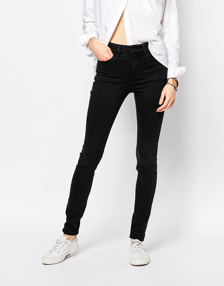 High Rise Skinny Superior Stretch Santana Jean Black - style: skinny leg; length: standard; pattern: plain; waist: mid/regular rise; predominant colour: black; occasions: casual, creative work; fibres: cotton - stretch; texture group: denim; pattern type: fabric; season: a/w 2015