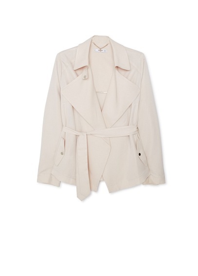 Flowy Jacket - pattern: plain; style: belted jacket; fit: loose; length: below the bottom; collar: standard lapel/rever collar; predominant colour: blush; waist detail: belted waist/tie at waist/drawstring; sleeve length: long sleeve; sleeve style: standard; collar break: medium; pattern type: fabric; texture group: other - light to midweight; fibres: viscose/rayon - mix; occasions: creative work; season: a/w 2015