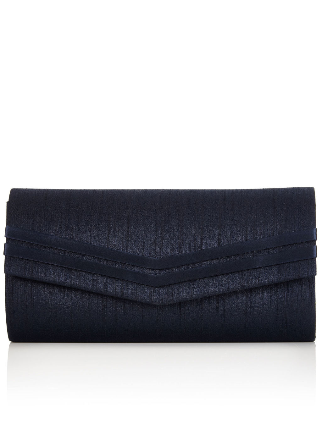 Stripe Clutch Bag - predominant colour: navy; occasions: evening, occasion; type of pattern: standard; style: clutch; length: hand carry; size: standard; material: fabric; pattern: plain; finish: plain; season: a/w 2015