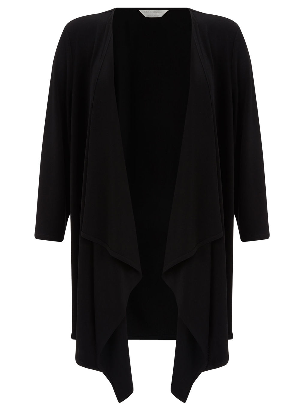 Waterfall Jersey Cardigan, Black - pattern: plain; length: below the bottom; neckline: collarless open; style: open front; predominant colour: black; occasions: casual, creative work; fibres: polyester/polyamide - stretch; fit: loose; sleeve length: long sleeve; sleeve style: standard; pattern type: fabric; texture group: jersey - stretchy/drapey; season: a/w 2015