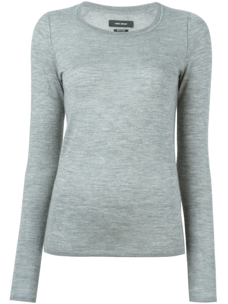 'brooklyn' Jumper - style: standard; predominant colour: mid grey; occasions: casual, creative work; length: standard; fit: slim fit; neckline: crew; sleeve length: long sleeve; sleeve style: standard; texture group: knits/crochet; pattern type: knitted - fine stitch; pattern size: light/subtle; fibres: cashmere - mix; pattern: marl; season: a/w 2015