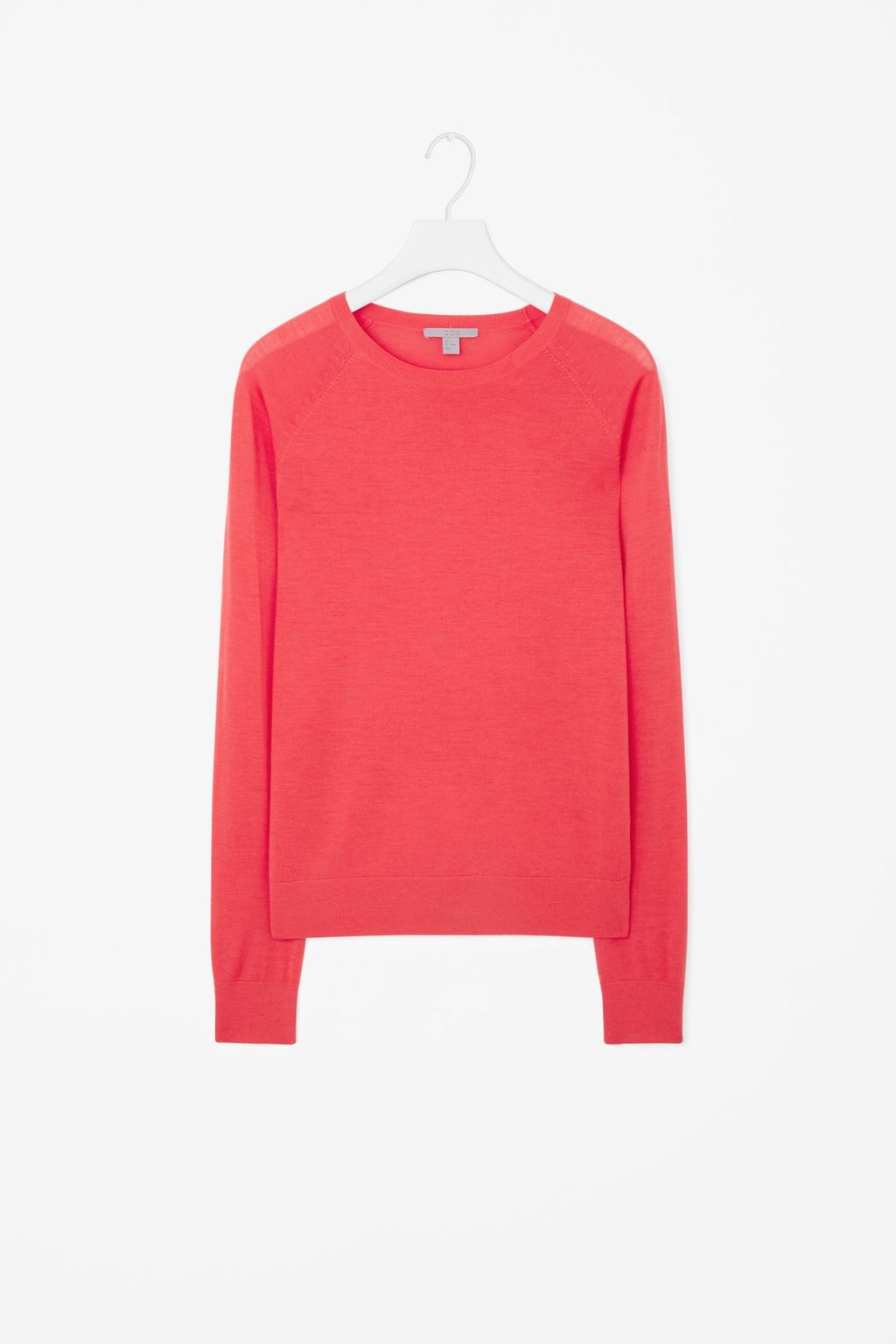 Round Neck Knit Jumper - pattern: plain; length: below the bottom; style: standard; predominant colour: hot pink; occasions: casual, creative work; fibres: wool - 100%; fit: loose; neckline: crew; sleeve length: long sleeve; sleeve style: standard; texture group: knits/crochet; pattern type: knitted - fine stitch; season: a/w 2015; wardrobe: highlight