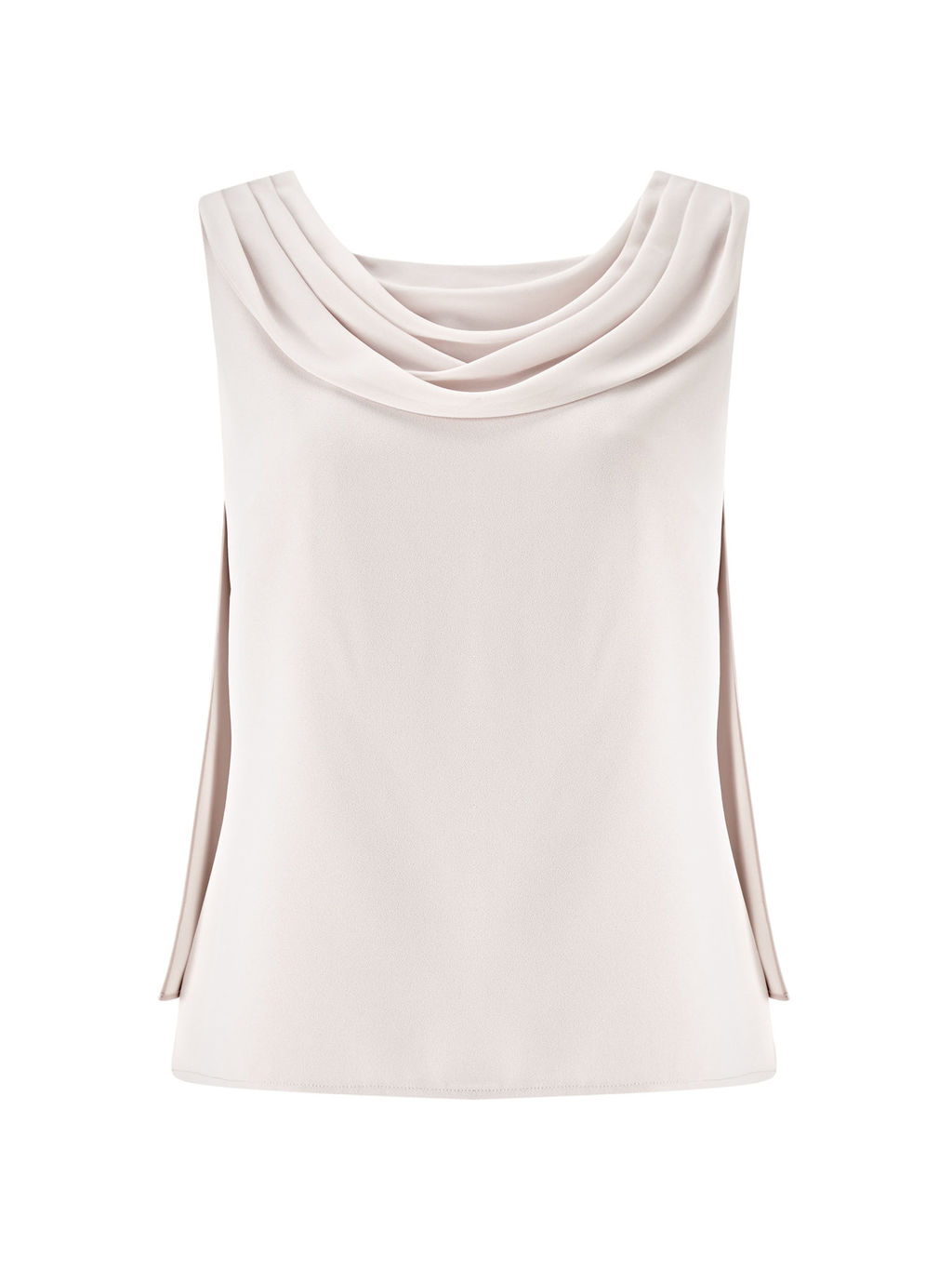 Drape Crepe Top, Soft Grey - neckline: cowl/draped neck; pattern: plain; sleeve style: sleeveless; predominant colour: stone; occasions: evening, occasion; length: standard; style: top; fibres: polyester/polyamide - 100%; fit: body skimming; sleeve length: sleeveless; texture group: crepes; pattern type: fabric; season: s/s 2016; wardrobe: event