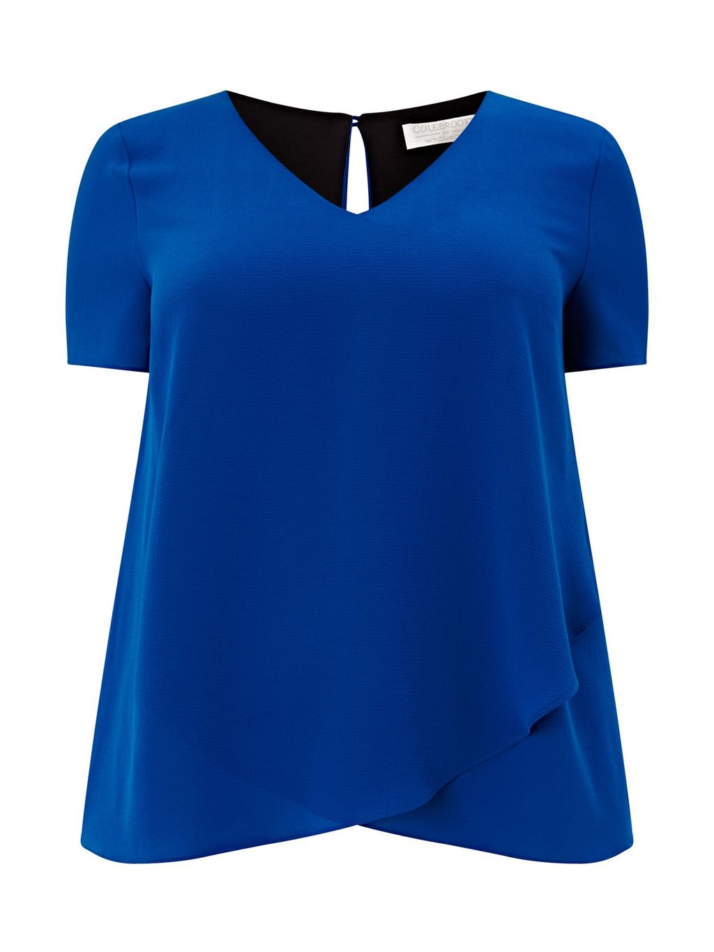 Jersey Woven Layered Top, Blue - neckline: v-neck; pattern: plain; predominant colour: royal blue; occasions: casual; length: standard; style: top; fibres: polyester/polyamide - 100%; fit: body skimming; sleeve length: short sleeve; sleeve style: standard; pattern type: fabric; texture group: jersey - stretchy/drapey; season: s/s 2016; wardrobe: highlight