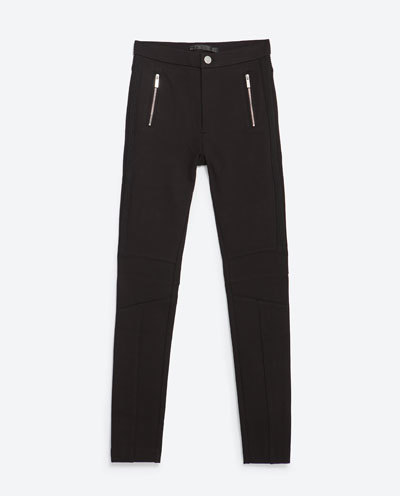 Biker Leggings - length: standard; pattern: plain; waist: mid/regular rise; predominant colour: black; occasions: casual, creative work; fibres: cotton - 100%; texture group: cotton feel fabrics; fit: skinny/tight leg; pattern type: fabric; style: standard; season: s/s 2016; wardrobe: basic