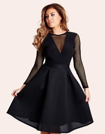 Seline Textured Prom Skirt - style: full/prom skirt; fit: loose/voluminous; waist: high rise; predominant colour: black; occasions: evening, occasion; length: on the knee; fibres: polyester/polyamide - 100%; hip detail: adds bulk at the hips; waist detail: feature waist detail; pattern type: fabric; pattern: patterned/print; texture group: brocade/jacquard; pattern size: light/subtle (bottom); season: s/s 2016; wardrobe: event