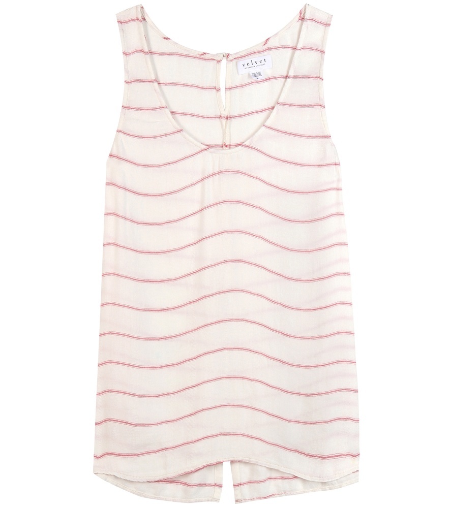 Blayne Striped Top - neckline: round neck; pattern: horizontal stripes; sleeve style: sleeveless; style: vest top; predominant colour: white; secondary colour: hot pink; occasions: casual; length: standard; fibres: viscose/rayon - 100%; fit: body skimming; sleeve length: sleeveless; pattern type: fabric; texture group: jersey - stretchy/drapey; multicoloured: multicoloured; season: s/s 2016; wardrobe: highlight