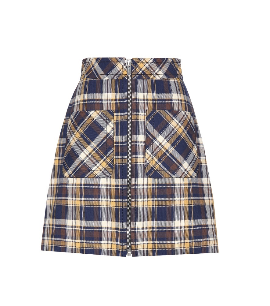 Check Cotton Miniskirt - length: mini; pattern: checked/gingham; fit: loose/voluminous; waist: high rise; hip detail: draws attention to hips; predominant colour: navy; occasions: casual, creative work; style: a-line; fibres: cotton - 100%; waist detail: feature waist detail; texture group: cotton feel fabrics; pattern type: fabric; pattern size: big & busy (bottom); season: s/s 2016; wardrobe: highlight