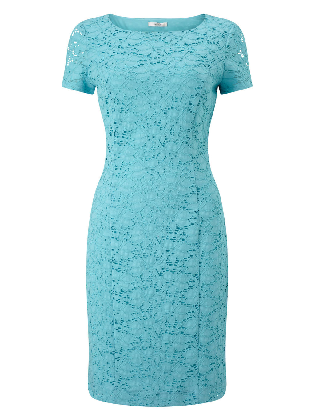 Jasmin Lace Cap Sleeve Dress - style: shift; neckline: round neck; fit: tailored/fitted; hip detail: draws attention to hips; predominant colour: turquoise; occasions: evening, occasion; length: just above the knee; sleeve length: short sleeve; sleeve style: standard; texture group: lace; pattern type: fabric; pattern size: standard; pattern: patterned/print; fibres: nylon - stretch; season: s/s 2016; wardrobe: event