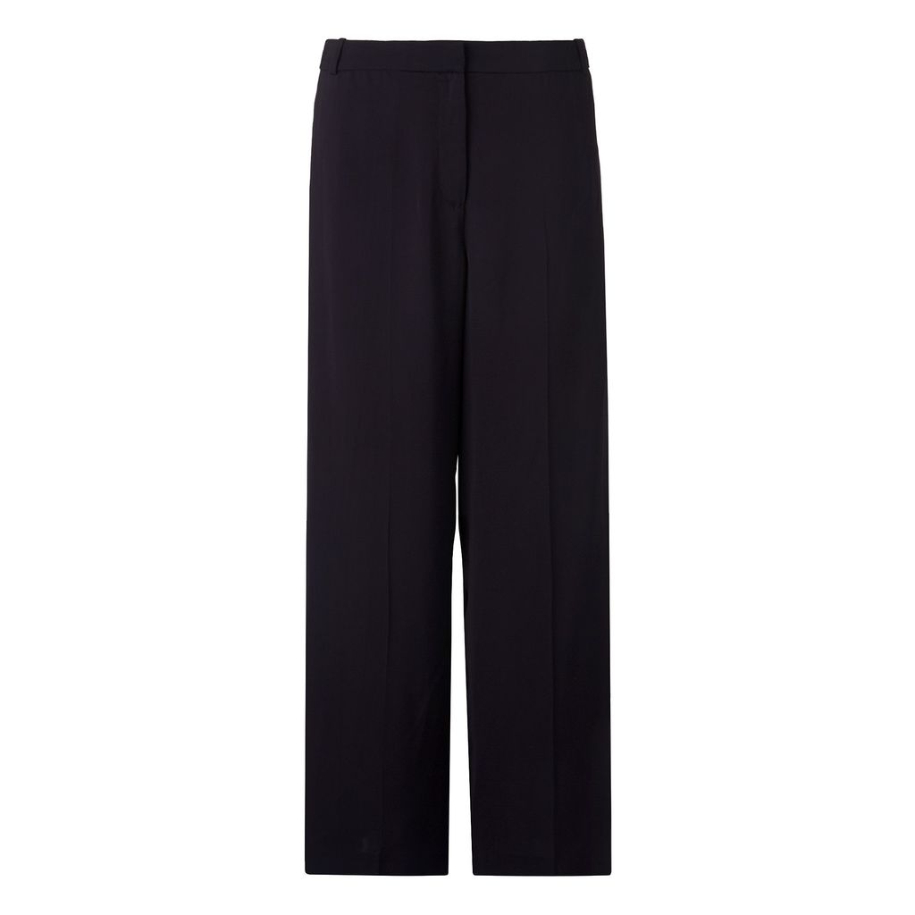 Pri Trousers, Blue - length: standard; pattern: plain; waist: mid/regular rise; predominant colour: black; occasions: work, creative work; fibres: viscose/rayon - 100%; fit: wide leg; pattern type: fabric; texture group: woven light midweight; style: standard; season: s/s 2016; wardrobe: basic