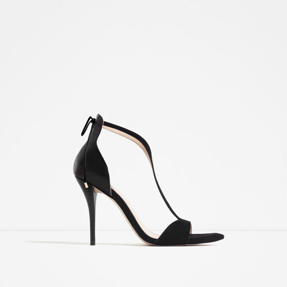 High Heel Strappy Sandals - predominant colour: black; occasions: evening; material: faux leather; heel height: high; heel: stiletto; toe: open toe/peeptoe; style: strappy; finish: plain; pattern: plain; season: s/s 2016; wardrobe: event