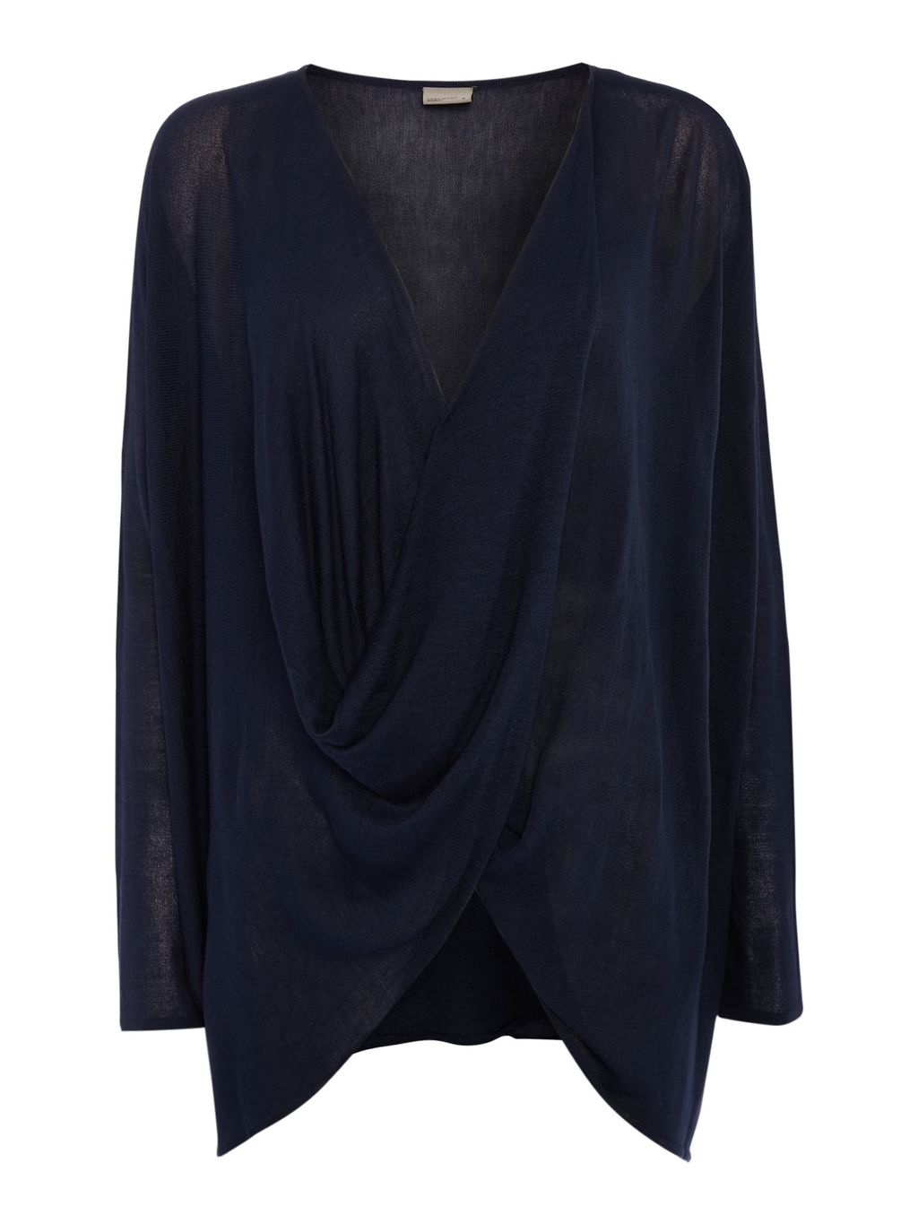 Long Sleeve Twist Blouse, Navy - neckline: v-neck; pattern: plain; style: wrap/faux wrap; predominant colour: navy; occasions: casual; length: standard; fit: body skimming; sleeve length: long sleeve; sleeve style: standard; pattern type: fabric; texture group: jersey - stretchy/drapey; fibres: viscose/rayon - mix; season: s/s 2016; wardrobe: basic