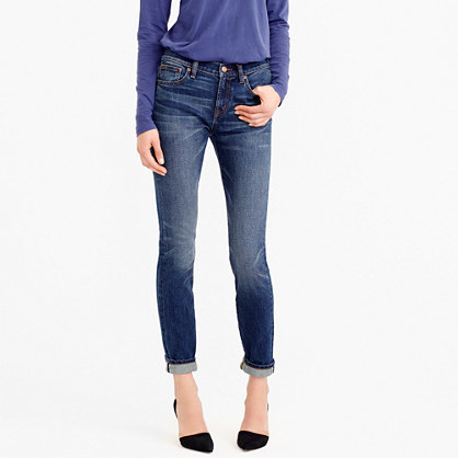 Toothpick Selvedge Jean In Mc Henry Wash - style: skinny leg; pattern: plain; pocket detail: traditional 5 pocket; waist: mid/regular rise; predominant colour: navy; occasions: casual; length: ankle length; fibres: cotton - stretch; jeans detail: shading down centre of thigh; jeans & bottoms detail: turn ups; texture group: denim; pattern type: fabric; season: s/s 2016; wardrobe: basic