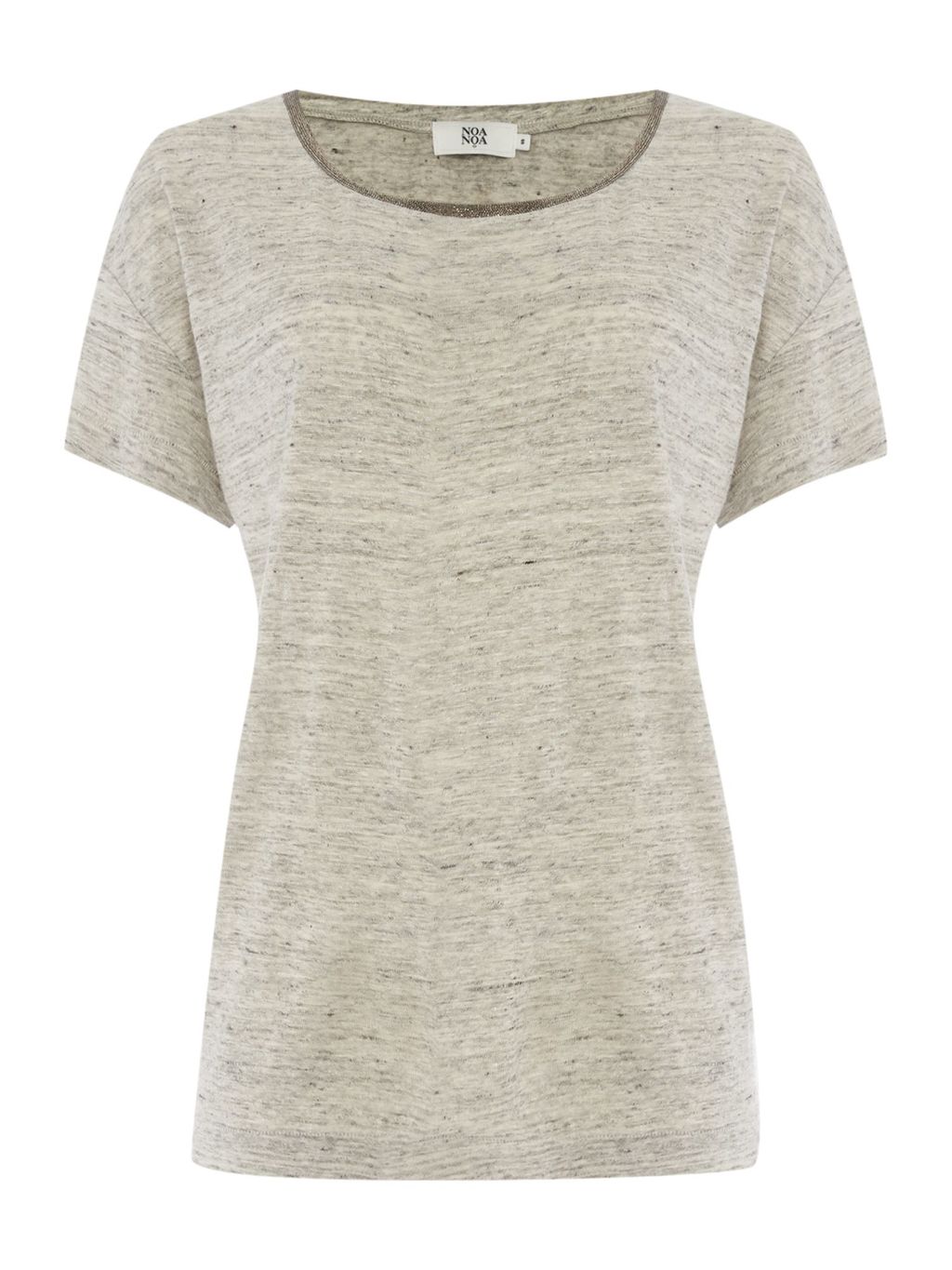 Short Sleeve T Shirt, Grey - neckline: round neck; sleeve style: dolman/batwing; style: t-shirt; predominant colour: taupe; occasions: casual; length: standard; fibres: linen - 100%; fit: body skimming; sleeve length: short sleeve; pattern type: fabric; texture group: jersey - stretchy/drapey; pattern: marl; season: s/s 2016; wardrobe: basic