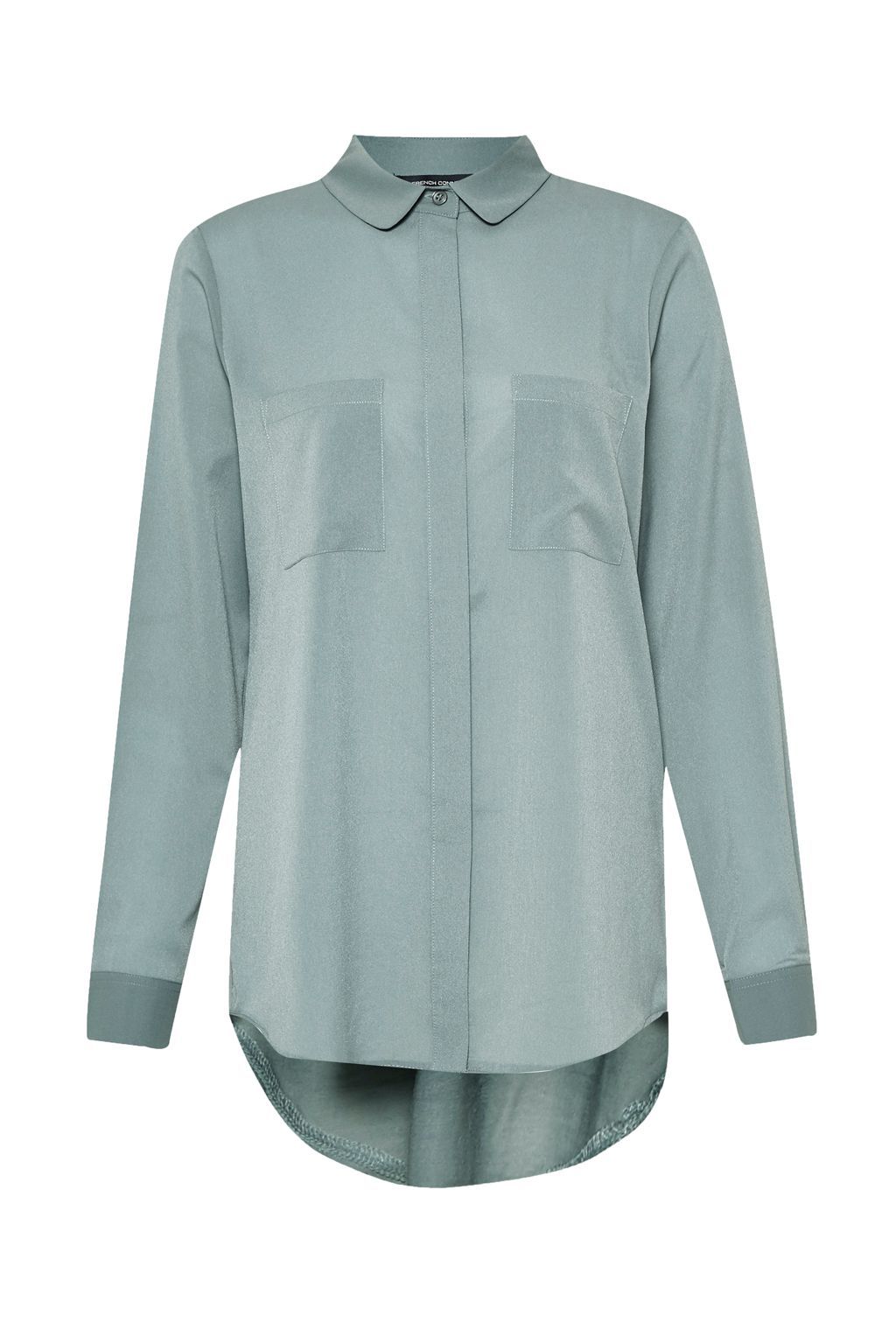 Polly Plains Shirt, Grey - neckline: shirt collar/peter pan/zip with opening; pattern: plain; length: below the bottom; style: shirt; predominant colour: light grey; occasions: casual; fibres: polyester/polyamide - 100%; fit: body skimming; sleeve length: long sleeve; sleeve style: standard; pattern type: fabric; texture group: other - light to midweight; season: s/s 2016; wardrobe: basic
