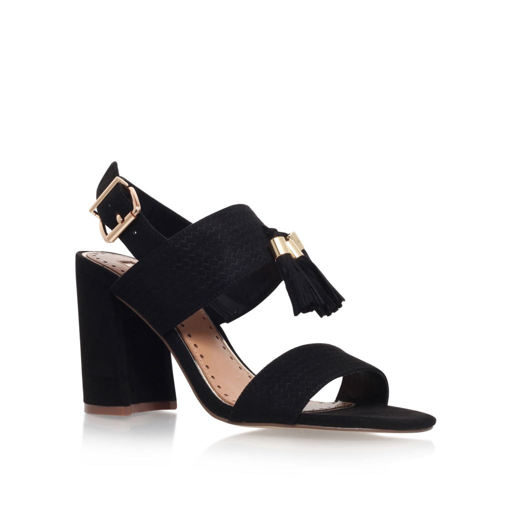 Elaina High Heel Sandals, Black - predominant colour: black; occasions: evening; material: suede; heel height: high; heel: block; toe: open toe/peeptoe; style: standard; finish: plain; pattern: plain; season: s/s 2016; wardrobe: event