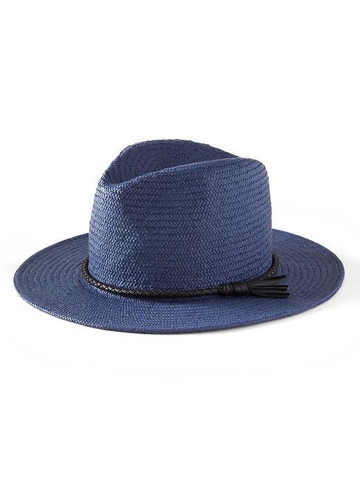 Wide Brim Straw Hat Preppy Navy - predominant colour: denim; type of pattern: standard; style: trilby; size: standard; material: felt; pattern: plain; occasions: holiday; season: s/s 2016; wardrobe: holiday
