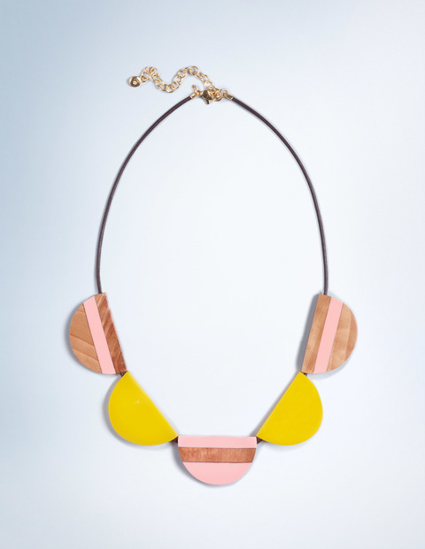 Resin Necklace Cotton Candy/Wood/Mimosa Women Boden, Cotton Candy/Wood/Mimosa - secondary colour: pink; predominant colour: yellow; length: short; size: large/oversized; material: plastic/rubber; finish: plain; embellishment: jewels/stone; occasions: creative work; style: bib/statement; season: s/s 2016; wardrobe: highlight