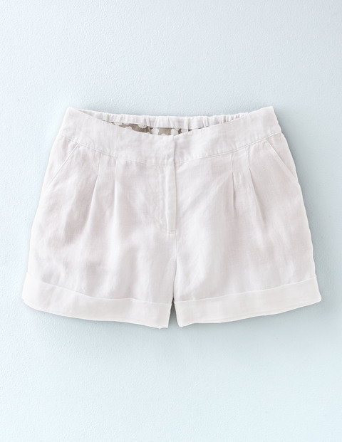 Lottie Linen Shorts White Women, White - pattern: plain; waist: mid/regular rise; predominant colour: white; occasions: casual, holiday; fibres: linen - 100%; texture group: linen; pattern type: fabric; season: s/s 2016; style: shorts; length: short shorts; fit: slim leg; wardrobe: holiday