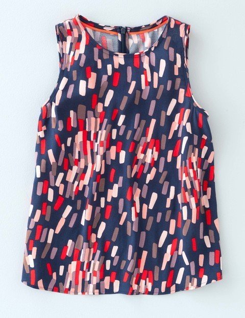 Shell Top Navy Multi Painted Geo Women, Navy Multi Painted Geo - sleeve style: sleeveless; style: vest top; secondary colour: pink; predominant colour: navy; occasions: casual, creative work; length: standard; fibres: cotton - 100%; fit: straight cut; neckline: crew; sleeve length: sleeveless; pattern type: fabric; pattern: patterned/print; texture group: woven light midweight; multicoloured: multicoloured; season: s/s 2016; wardrobe: highlight