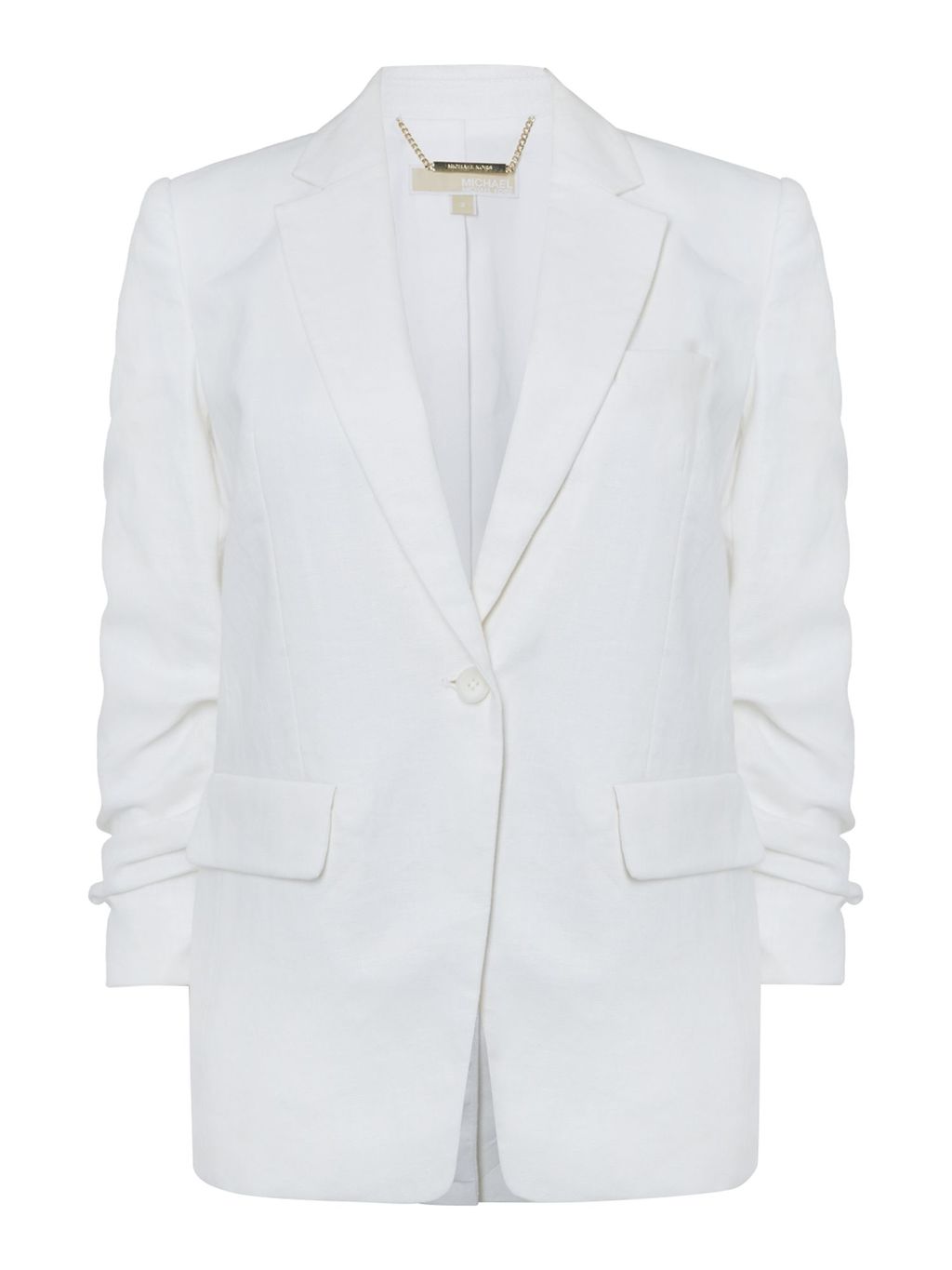 Boyfriend Blazer, White - pattern: plain; style: single breasted blazer; length: below the bottom; collar: standard lapel/rever collar; predominant colour: white; occasions: casual; fit: tailored/fitted; fibres: linen - 100%; sleeve length: long sleeve; sleeve style: standard; collar break: medium; pattern type: fabric; texture group: woven light midweight; season: s/s 2016; wardrobe: basic